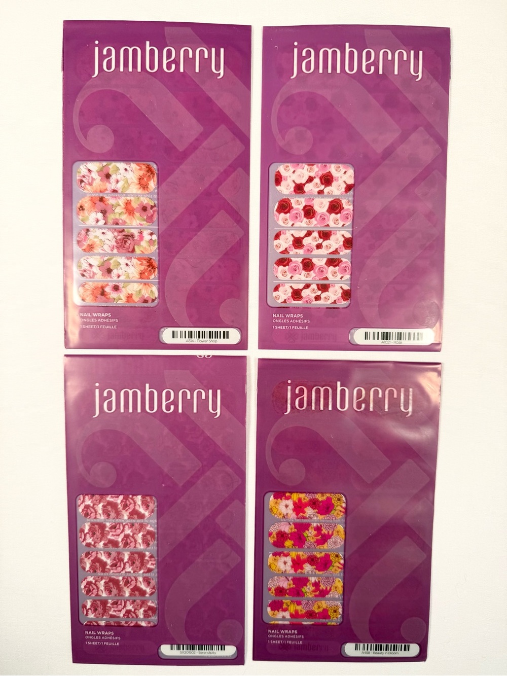 Jamberry Nail Wraps Bundle of 4 Retired Floral Full Sheets Rare/Exclusives! Y2K